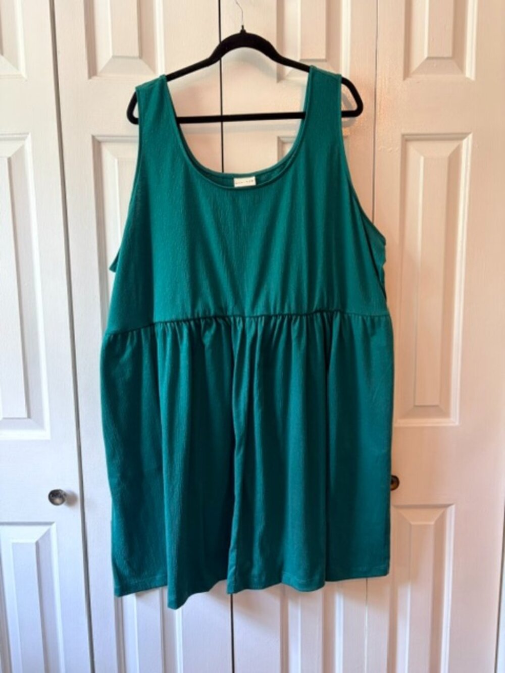 Ava & Viv 3X Teal Green Babydoll Tank Top Plus Size Sleeveless Recycled Stretch